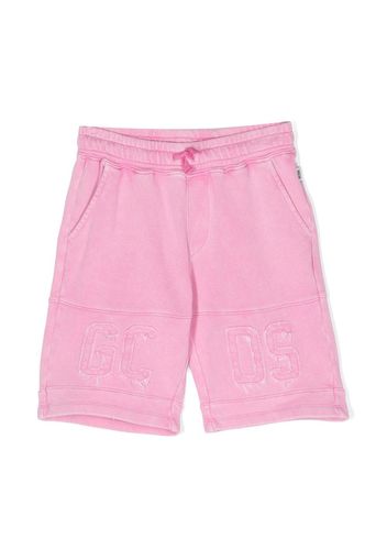 Gcds Kids logo-patch track shorts - Rosa