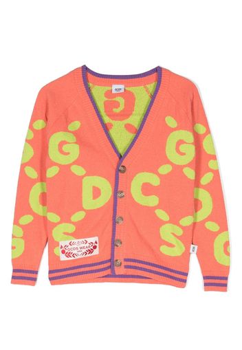 Gcds Kids debossed-logo print cardigan - Arancione