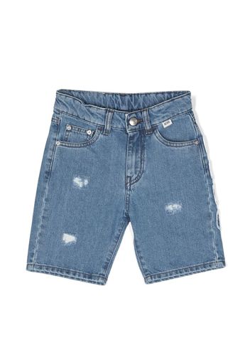 Gcds Kids logo-embroidered denim shorts - Blu