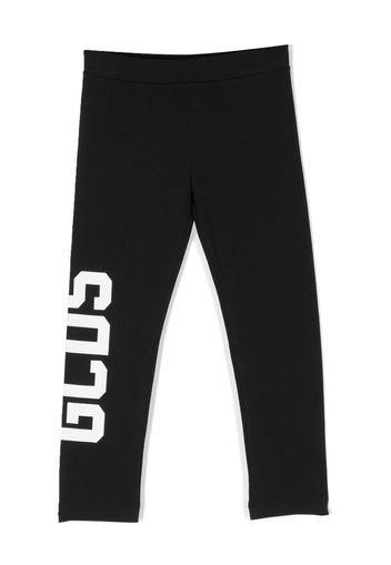 Gcds Kids logo-print cotton leggings - Nero