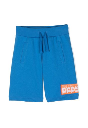 Gcds Kids logo-print knee-length shorts - Blu