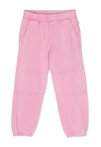 Gcds Kids debossed-logo cotton trousers - Rosa