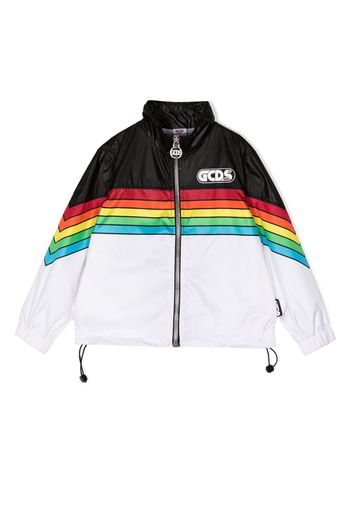 Gcds Kids logo-print zip-up jacket - Bianco