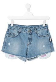 Gcds Kids TEEN denim mini shorts - Blu