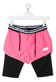 Gcds Kids Shorts con design color-block - Rosa