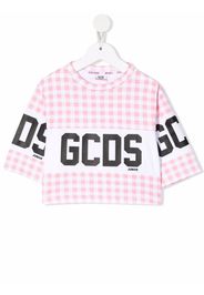 Gcds Kids gingham-pattern short-sleeved top - Rosa