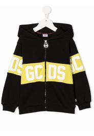 Gcds Kids logo-print zip-up hoodie - Nero