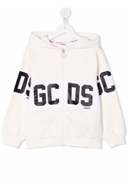 Gcds Kids logo-print hooded jacket - Bianco