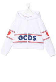 Gcds Kids logo-print zip-up hoodie - Bianco