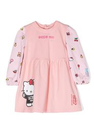 Gcds Kids logo-embroidered long-sleeve dress - Rosa