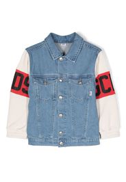 Gcds Kids logo-print buttoned denim jacket - Blu