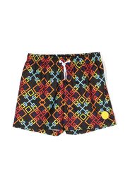 Gcds Kids signature logo-print swim shorts - Nero