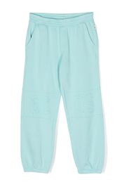 Gcds Kids debossed-logo cotton trousers - Blu