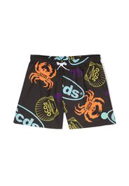 Gcds Kids logo-print drawstring-waist swim shorts - Nero