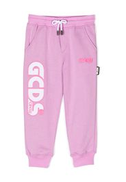 Gcds Kids logo-print cotton track pants - Viola