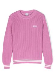 Gcds Kids logo intarsia-knit cotton jumper - Rosa