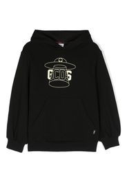 Gcds Kids logo-print cotton hoodie - Nero