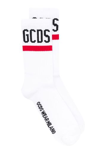 ribbed contrast logo socks