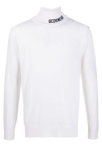 embroidered-logo roll neck jumper