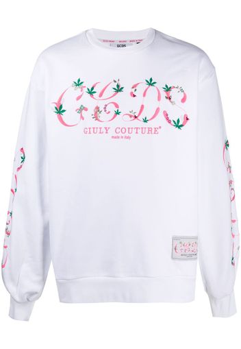 embroidered logo floral sweatshirt