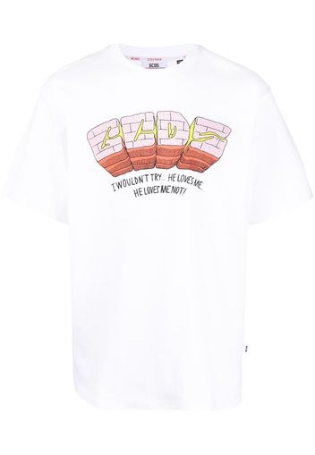 flower print slogan T-shirt