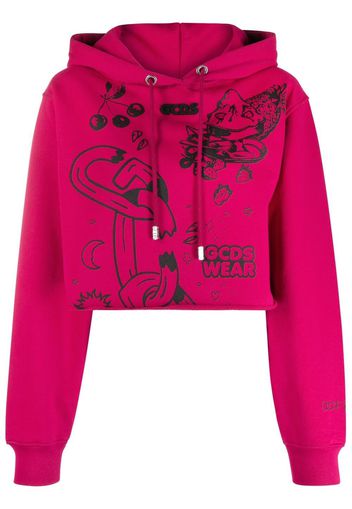 Gcds graphic-print cotton hoodie - Rosa