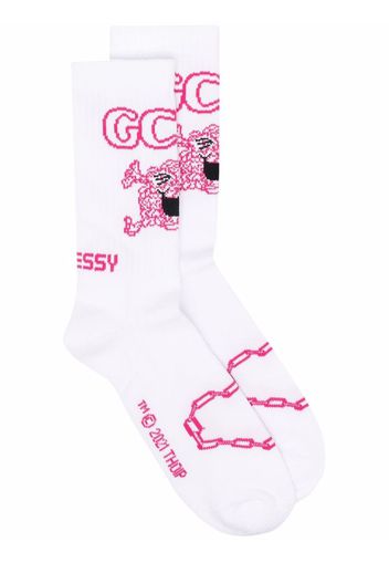 Gcds Mr Messy intarsia-knit socks - Bianco