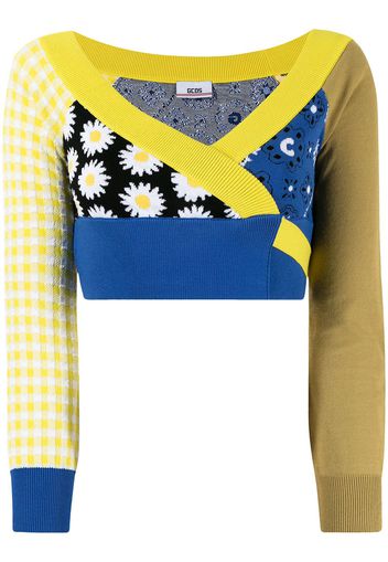 Gcds Cardigan a portafoglio crop - Blu