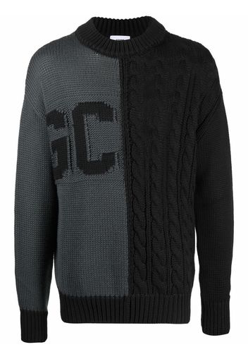 Gcds logo-printed cable-knit jumper - Nero