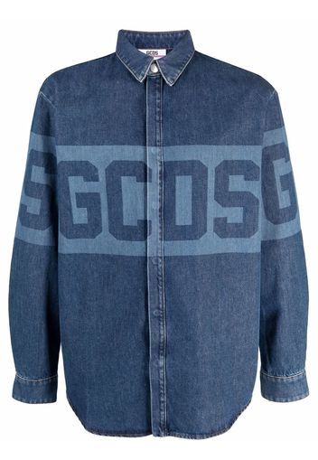 Gcds logo-print denim shirt - Blu