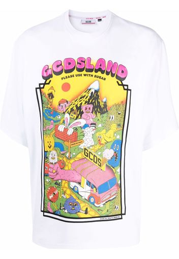 Gcds graphic-print cotton T-shirt - Bianco