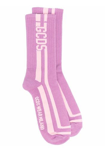 Gcds logo-intarsia ribbed socks - Viola