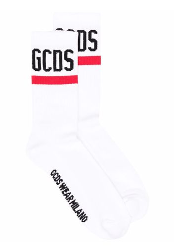 Gcds logo intarsia ribbed-knit socks - Bianco