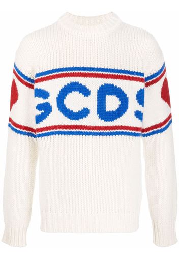 Gcds logo-print knitted jumper - Bianco