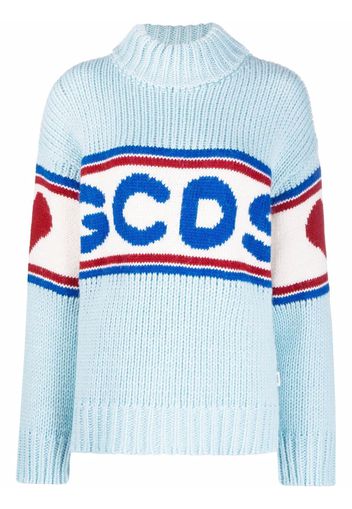 Gcds logo intarsia ribbed-knitjumper - Blu