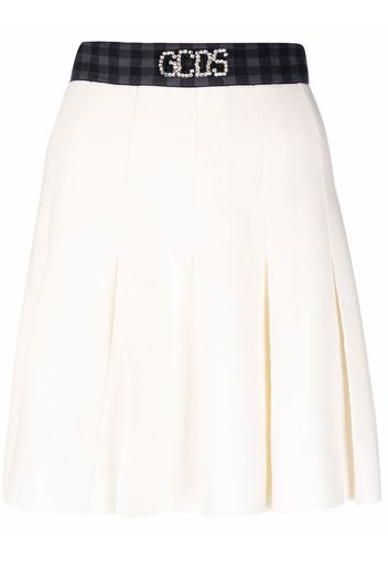 Gcds embellished logo-waistband skirt - Bianco