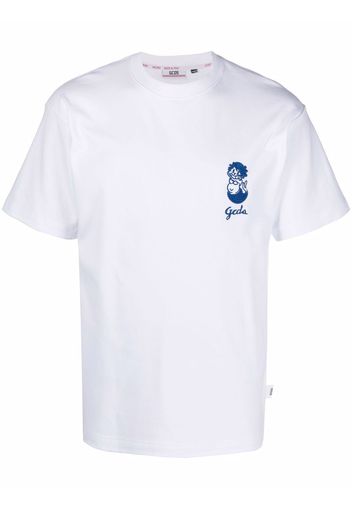 Gcds logo-embroidered cotton T-shirt - Bianco