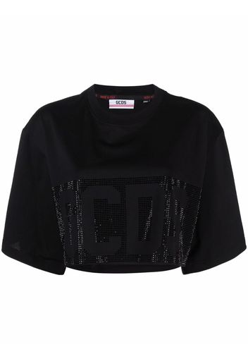 Gcds T-shirt crop con logo - Nero