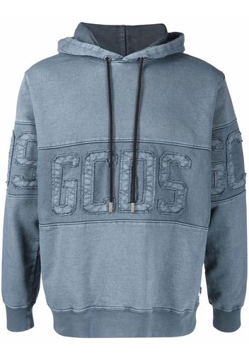 Gcds logo-embroidered hoodie - Blu