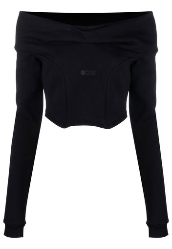Gcds off-shoulder cropped sweatshirt - Nero