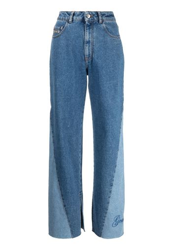 Gcds Jeans a gamba ampia con ricamo - Blu