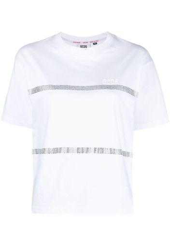 Gcds rhinestone-striped T-shirt - Bianco