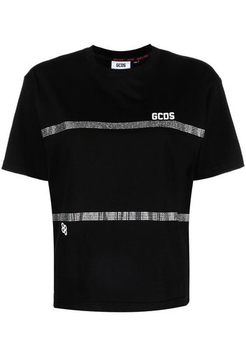 Gcds rhinestone-striped T-shirt - Nero