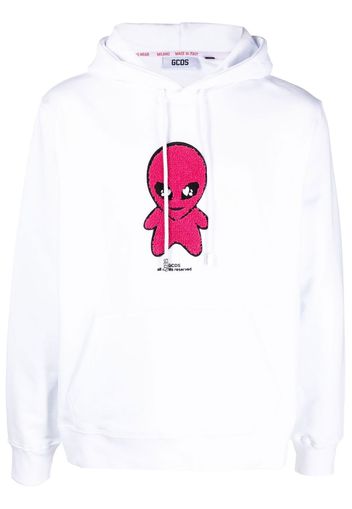 Gcds cotton alien-patch drawstring hoodie - Bianco