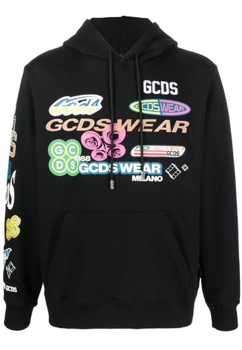 Gcds logo-print drawstring hoodie - Nero