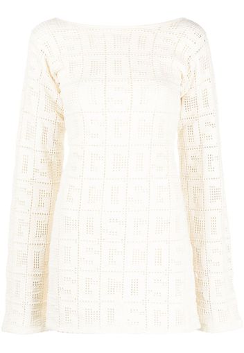 Gcds crochet-monogram long-sleeve dress - Toni neutri