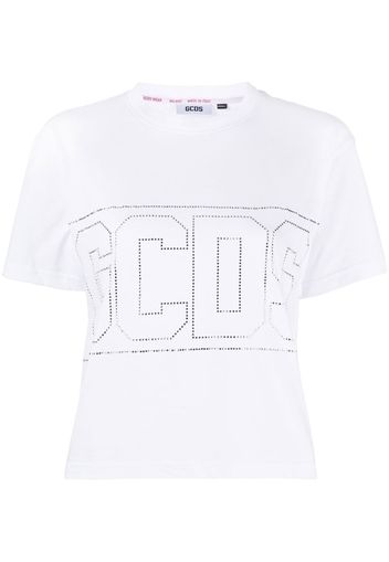 Gcds studded-logo crop T-shirt - Bianco