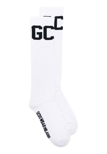 Gcds intarsia-knit mid-calf socks - Bianco