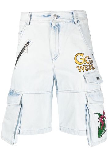 Gcds cargo denim shorts - Bianco
