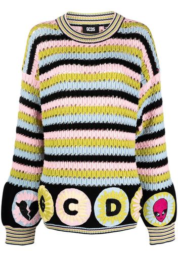 Gcds colour-block stripe knit jumper - Blu